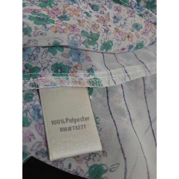 LC Lauren Conrad Womens Floral Peasant Top Large Sheer Boho Cottage Fairy NWT - Picture 9 of 11